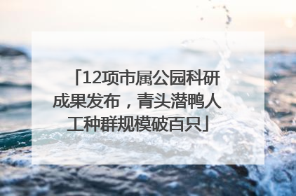 12项市属公园科研成果发布，青头潜鸭人工种群规模破百只